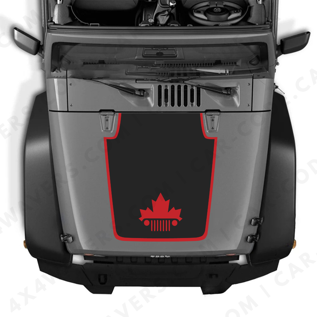 Decal Sticker Kit for JK Hood  – Vinyl Car Decals for Jeep Wrangler Models – Made in Canada Compatible with JK 2007 - 2018