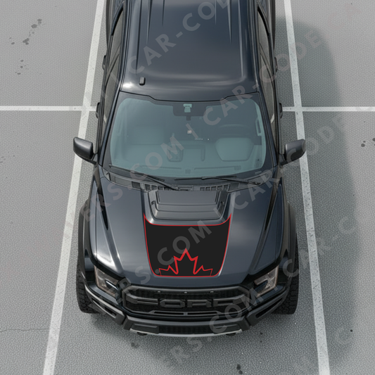 Ford F-150 Raptor Hood Panel – Maple Edge (Red/Blue/Sand/Gray/Green + Cut-Out) – 2017–2025 – Printed Matte 3M or Avery Cut-Vinyl