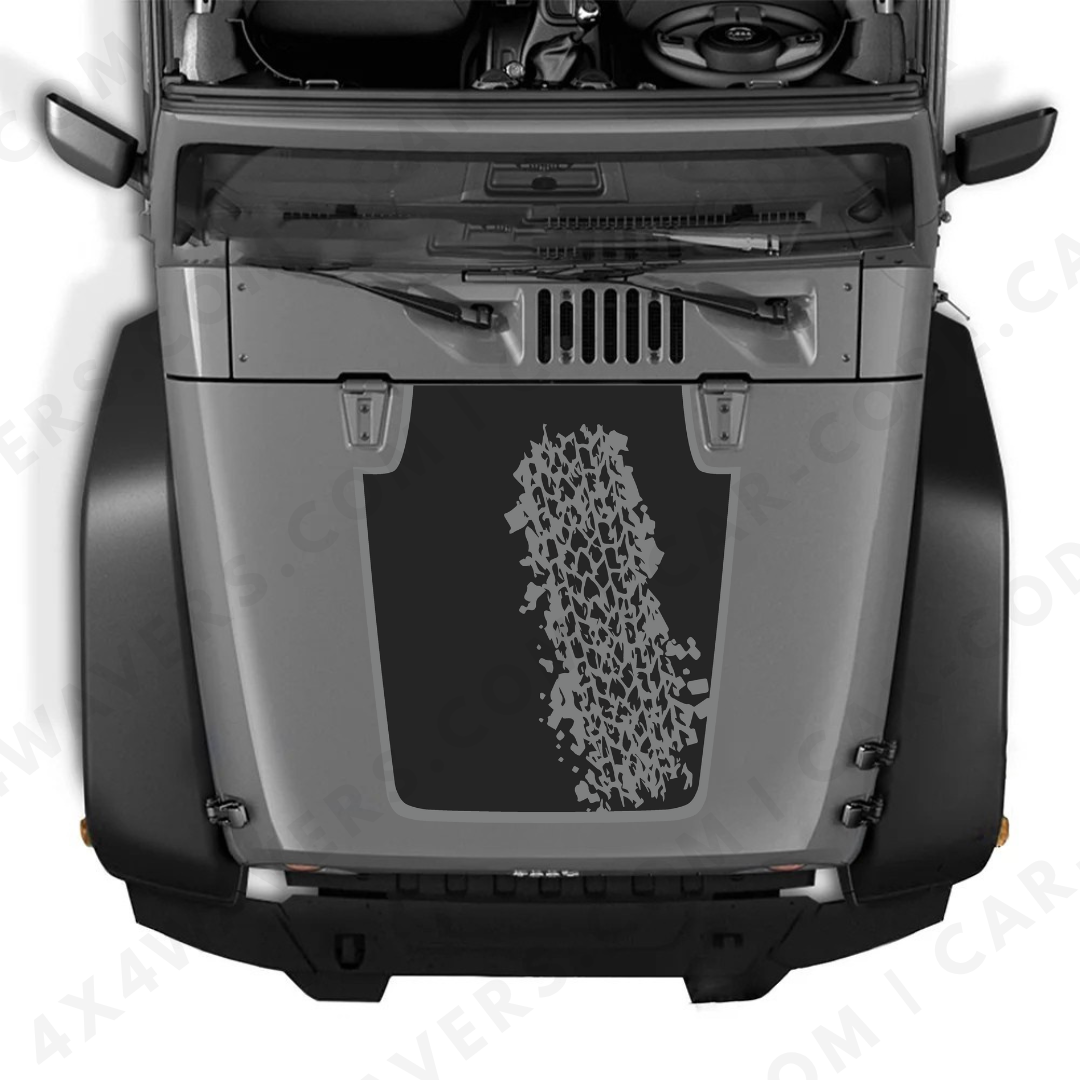 Decal Sticker Kit for JK Hood MUD Style β Vinyl Car Decals for Jeep Wrangler Models β Made in Canada Compatible with JK 2007 - 2018