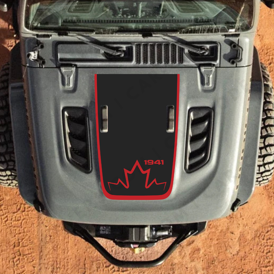 CANADA 1941 Decal Sticker Kit for JL Rubicon Hood – Vinyl Car Decals for Jeep Wrangler Models – Made in Canada - Compatible with JL 2018 - 2025