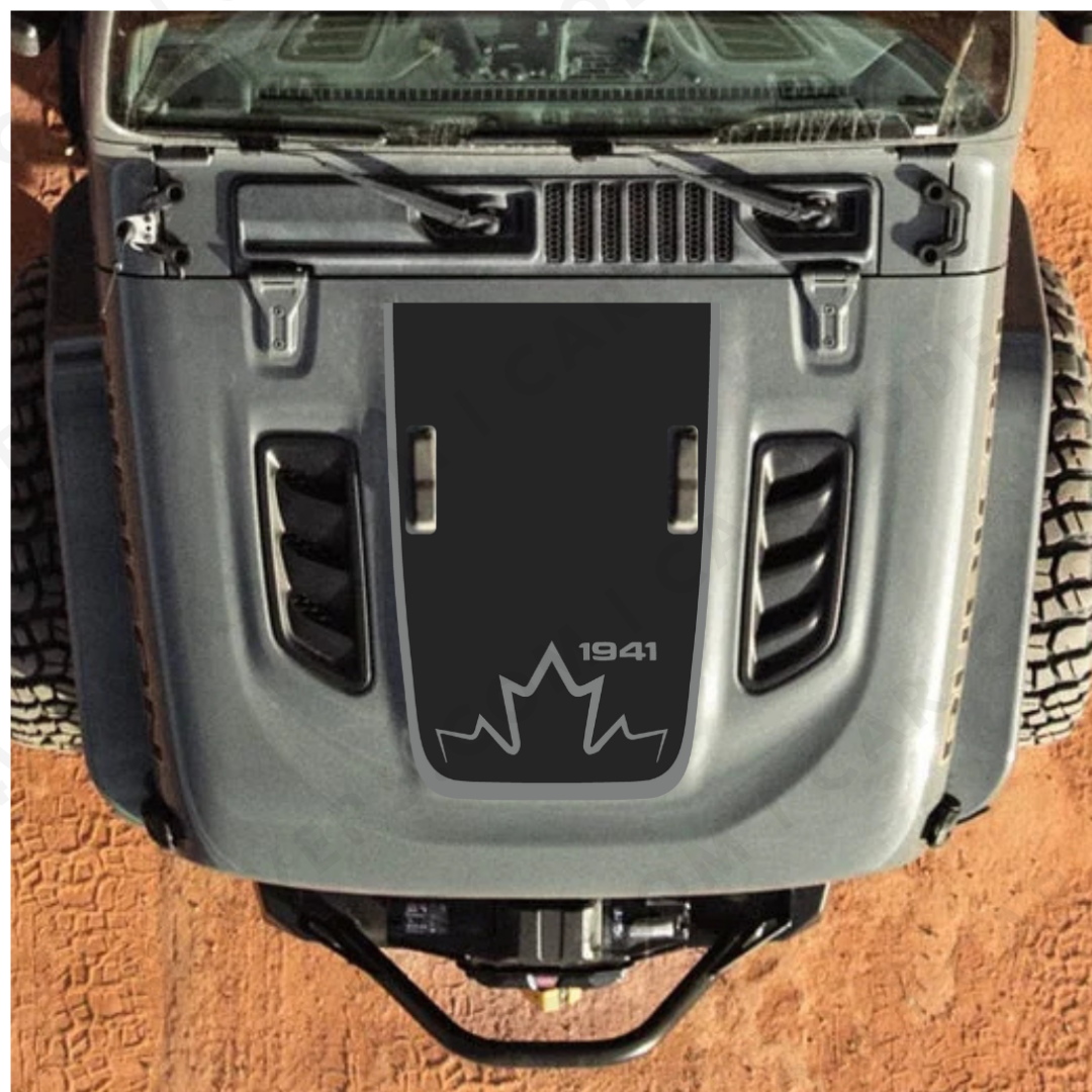 CANADA 1941 Decal Sticker Kit for JL Rubicon Hood – Vinyl Car Decals for Jeep Wrangler Models – Made in Canada - Compatible with JL 2018 - 2025