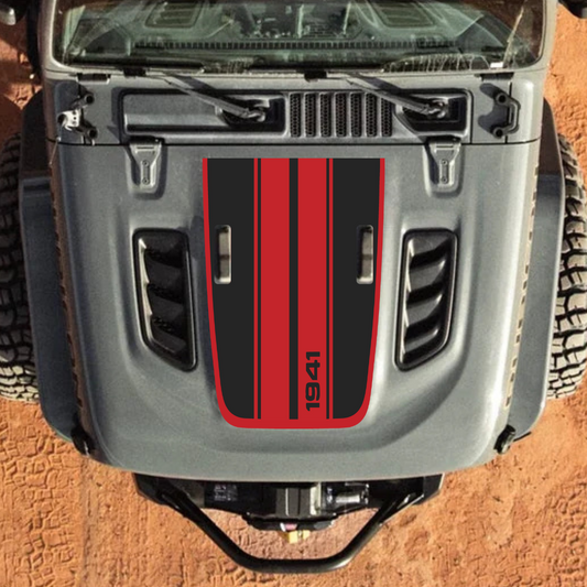 STRIPE Decal Sticker Kit for JL Rubicon Hood – Vinyl Car Decals for Jeep Wrangler Models – Made in Canada - Compatible with JL 2018 - 2025