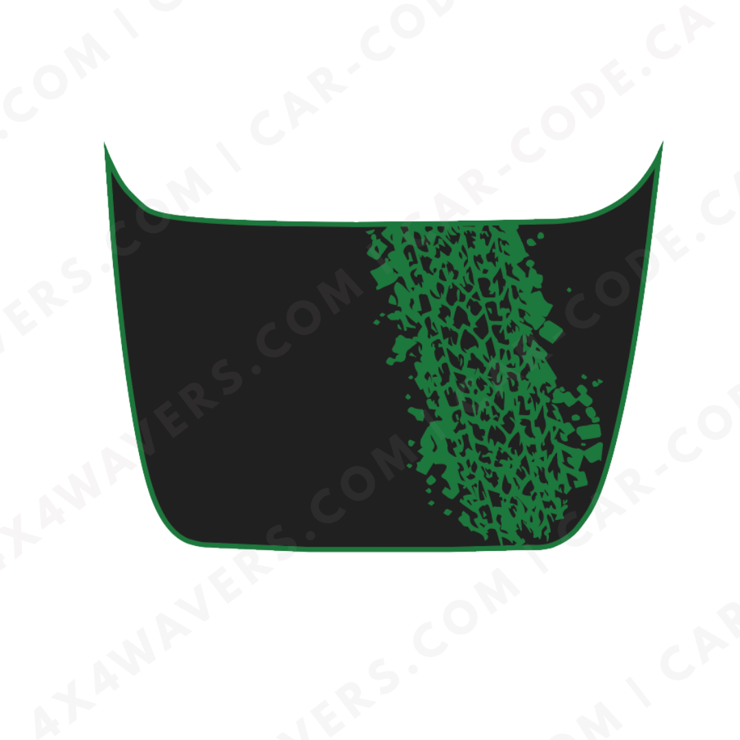 Ford F-150 Raptor Hood Panel – Diagonal Tire Track (Accent Border) – 2017–2025 – Green/Bronze/Gray/Blue/Red – Printed Matte 3M or Avery Cut-Vinyl