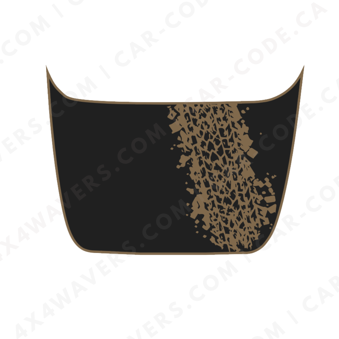 Ford F-150 Raptor Hood Panel – Diagonal Tire Track (Accent Border) – 2017–2025 – Green/Bronze/Gray/Blue/Red – Printed Matte 3M or Avery Cut-Vinyl