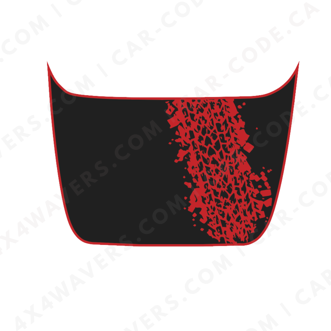 Ford F-150 Raptor Hood Panel – Diagonal Tire Track (Accent Border) – 2017–2025 – Green/Bronze/Gray/Blue/Red – Printed Matte 3M or Avery Cut-Vinyl