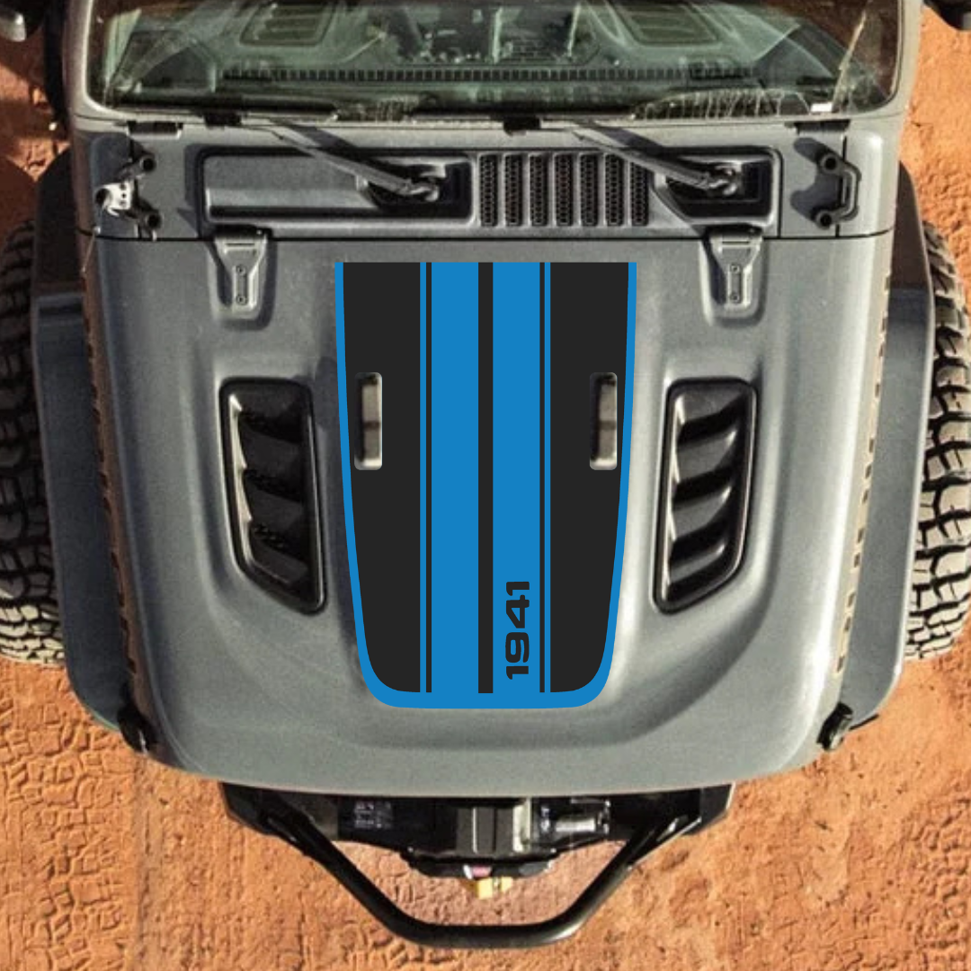 STRIPE Decal Sticker Kit for JL Rubicon Hood β Vinyl Car Decals for Jeep Wrangler Models β Made in Canada - Compatible with JL 2018 - 2025