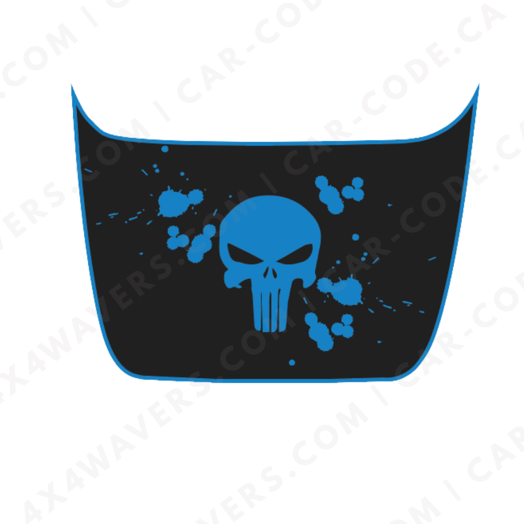 Ford F-150 Raptor Hood Panel – Skull & Paint-Splatter (Red/Gray/Blue/Sand/Green) – 2017–2025 – Printed Matte 3M or Avery Cut-Vinyl