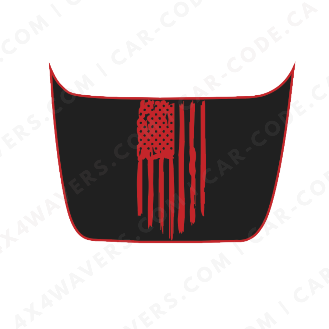 Tattered Flag Hood Panel – Accent Color Options – Ford F-150 Raptor (Gen 2 2017–2020, Gen 3 2021–2024) – Printed Matte 3M or Avery Cut Vinyl