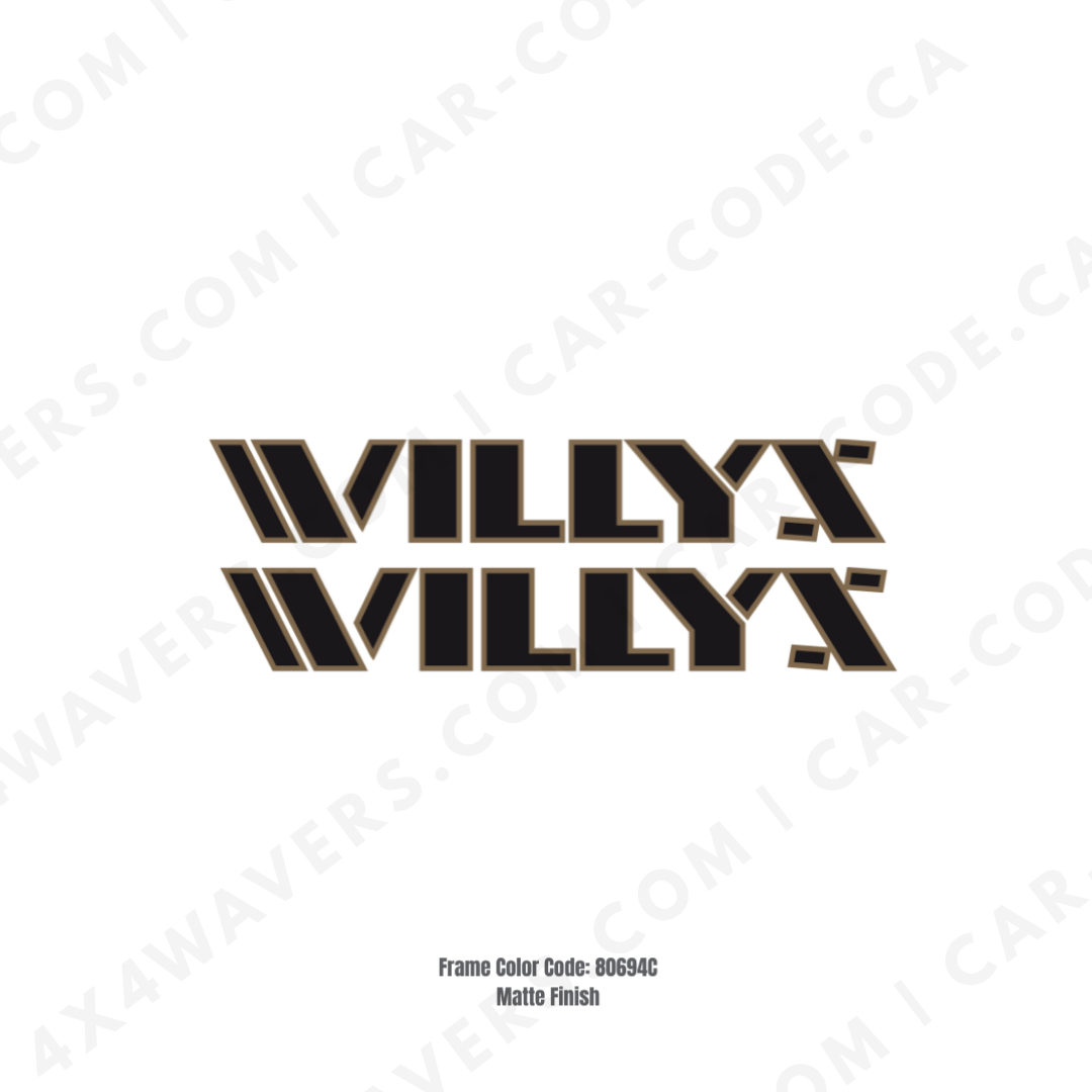 Decal Sticker Kit for Hood Sides – Willys Style Vinyl Car Decals for Jeep Wrangler Models – 2x Willys Decals – Made in Canada