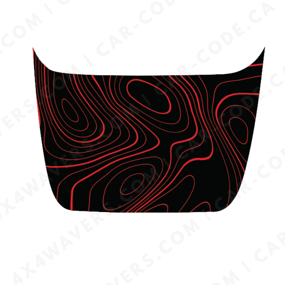 Ford F-150 Raptor Hood Panel – Bold Topographic Lines (Red/Green/Blue/Gold/Gray) – 2017–2025 – Printed Matte 3M or Avery Cut-Vinyl