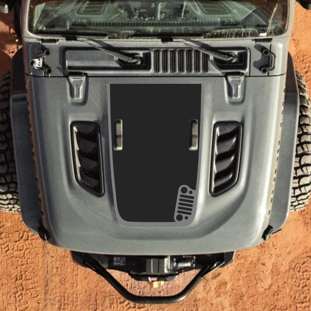 Decal Sticker Kit for JL Rubicon Hood β CJ STYLE β Vinyl Car Decals for Jeep Wrangler Models β Made in Canada - Compatible with JL 2018 - 2025