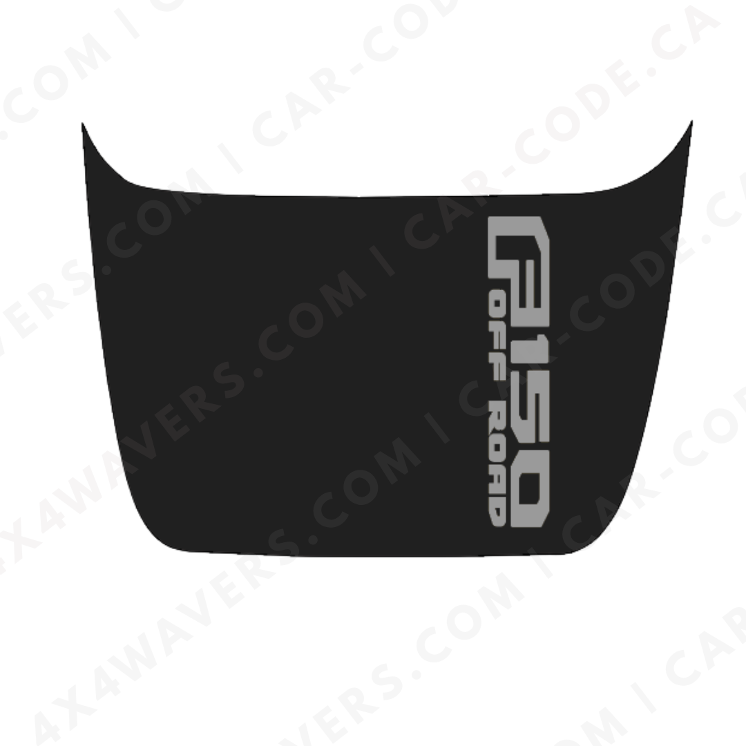 Ford F-150 Raptor Hood Panel – Side Banner Text (example: “F150 OFF ROAD”) – Orange/Gray/Red/Blue/Tan/Green – 2017–2025 – Printed Matte 3M or Avery Cut-Vinyl