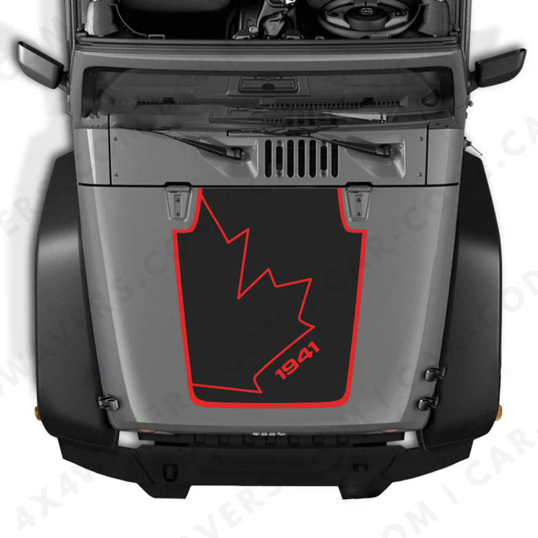 JK Hood CANADA CANADA Style Decal Sticker Kit for Hood β Vinyl Car Decals for Jeep Wrangler Models β JK Hood CANADA Decals β Made in Canada Compatible with JK 2007 - 2018
