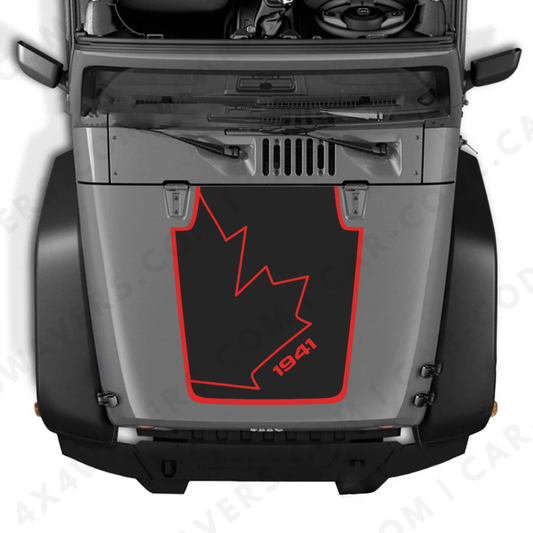 JK Hood CANADA CANADA Style Decal Sticker Kit for Hood – Vinyl Car Decals for Jeep Wrangler Models – JK Hood CANADA Decals – Made in Canada Compatible with JK 2007 - 2018