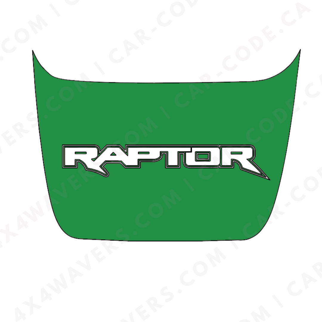 Ford F-150 Raptor Hood Panel – Custom Off-Road Text Panel (Green/Gray/Blue/Red/Sand/Black + Cut-Out) – 2017–2025 – Printed Matte 3M or Avery Cut-Vinyl