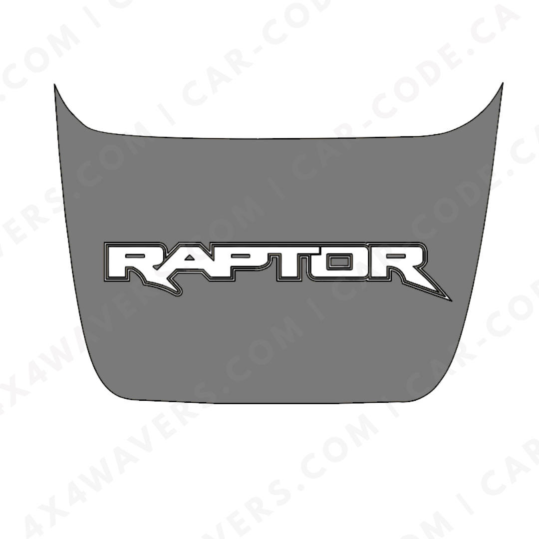 Ford F-150 Raptor Hood Panel – Custom Off-Road Text Panel (Green/Gray/Blue/Red/Sand/Black + Cut-Out) – 2017–2025 – Printed Matte 3M or Avery Cut-Vinyl