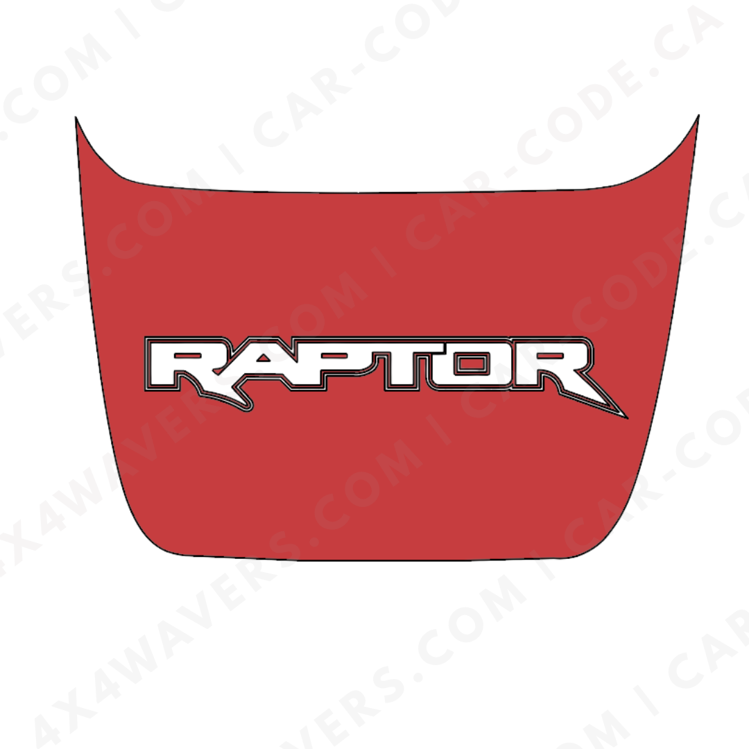 Ford F-150 Raptor Hood Panel – Custom Off-Road Text Panel (Green/Gray/Blue/Red/Sand/Black + Cut-Out) – 2017–2025 – Printed Matte 3M or Avery Cut-Vinyl