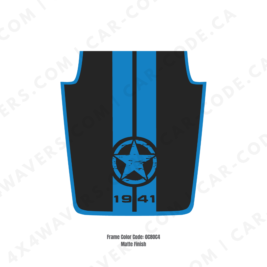 Decal Sticker Kit for JK Hood Star 1941 Style – Vinyl Car Decals for Jeep Wrangler Models – Made in Canada Compatible with JK 2007 - 2018