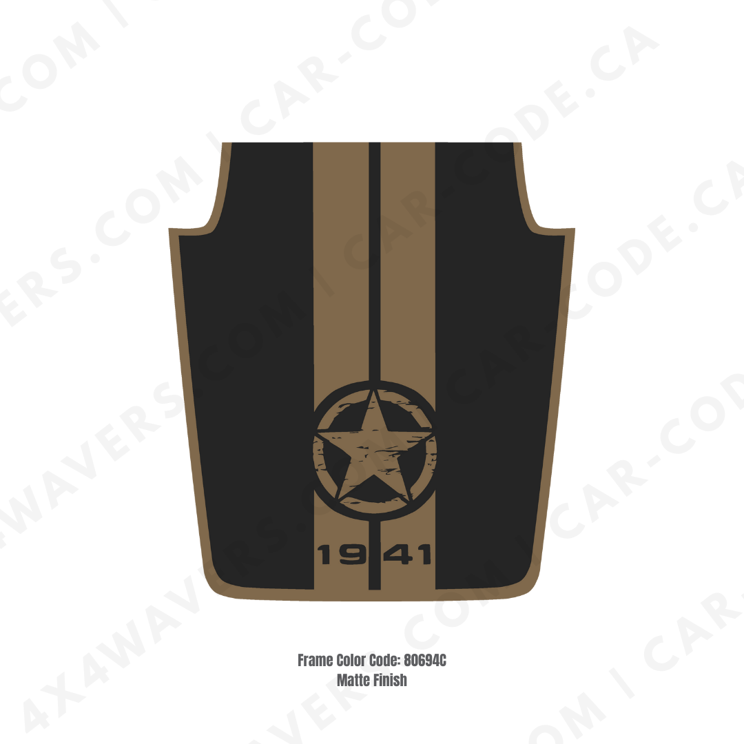 Decal Sticker Kit for JK Hood Star 1941 Style – Vinyl Car Decals for Jeep Wrangler Models – Made in Canada Compatible with JK 2007 - 2018