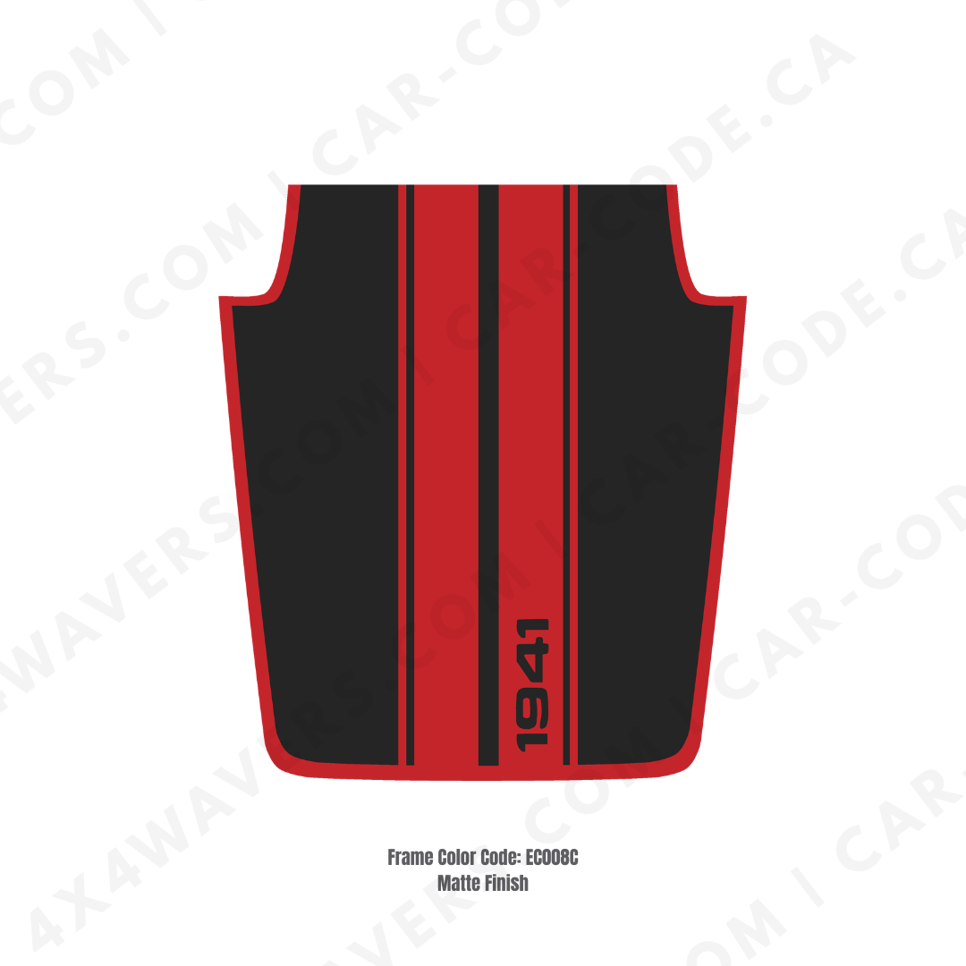 Decal Sticker Kit for JK Hood STRIPE 1941 Style – Vinyl Car Decals for Jeep Wrangler Models – Made in Canada Compatible with JK 2007 - 2018