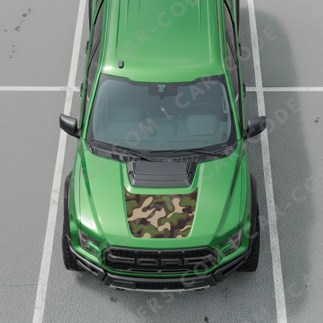 Ford F-150 Raptor Hood Panel – CAMO Series (Woodland / Urban Digi) – 2017–2025 – Printed Matte 3M or Avery Cut-Vinyl