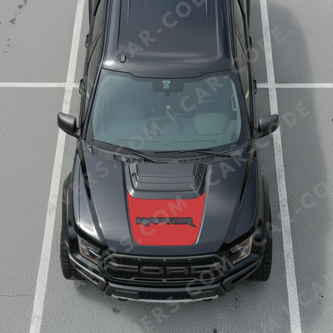 Ford F-150 Raptor Hood Panel – Custom Off-Road Text Panel (Green/Gray/Blue/Red/Sand/Black + Cut-Out) – 2017–2025 – Printed Matte 3M or Avery Cut-Vinyl