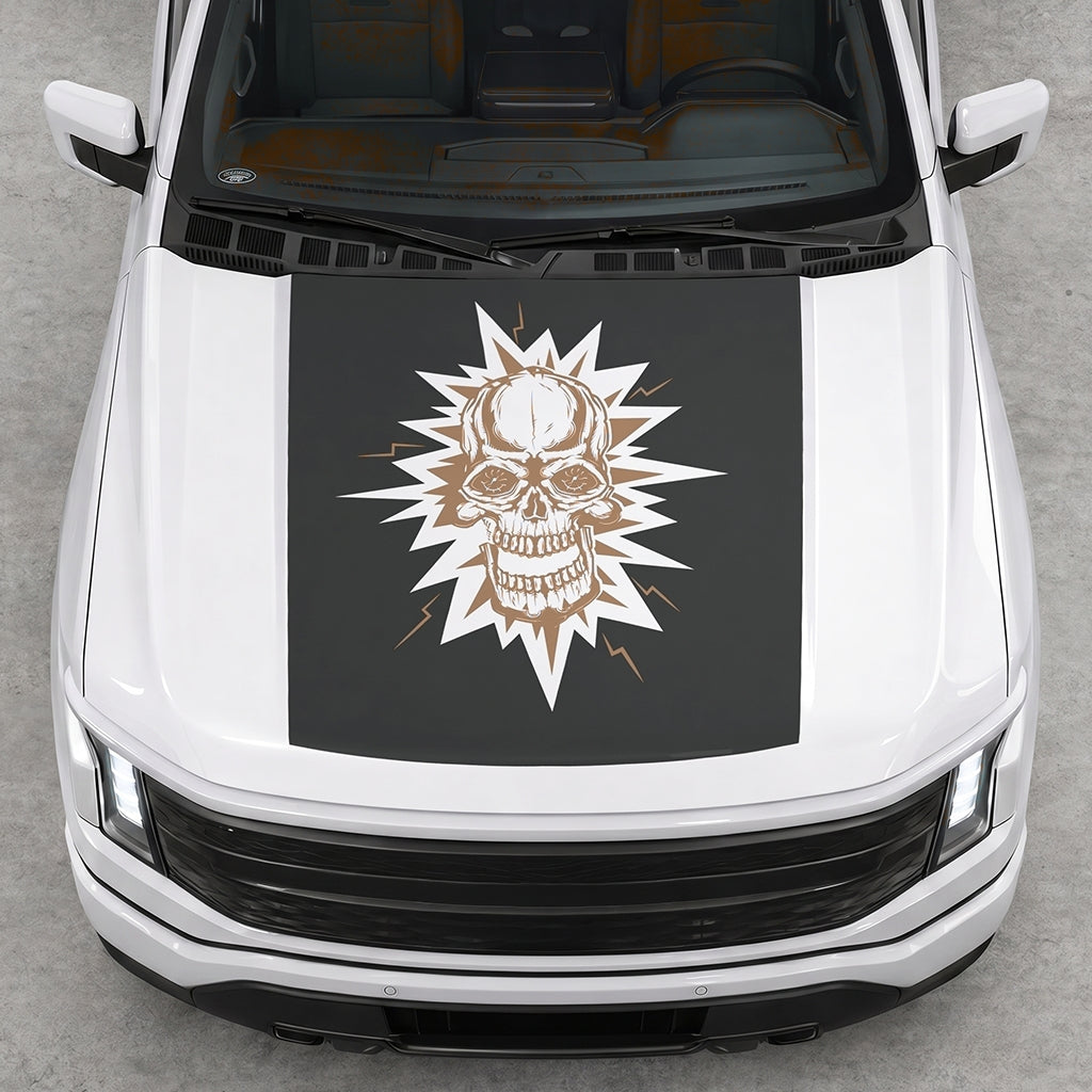 Hood Panel Decal/Sticker - Electric Skull Graphic Decal Graphic Kit - For FORD F-150 2015-2020 - Premium Vinyl