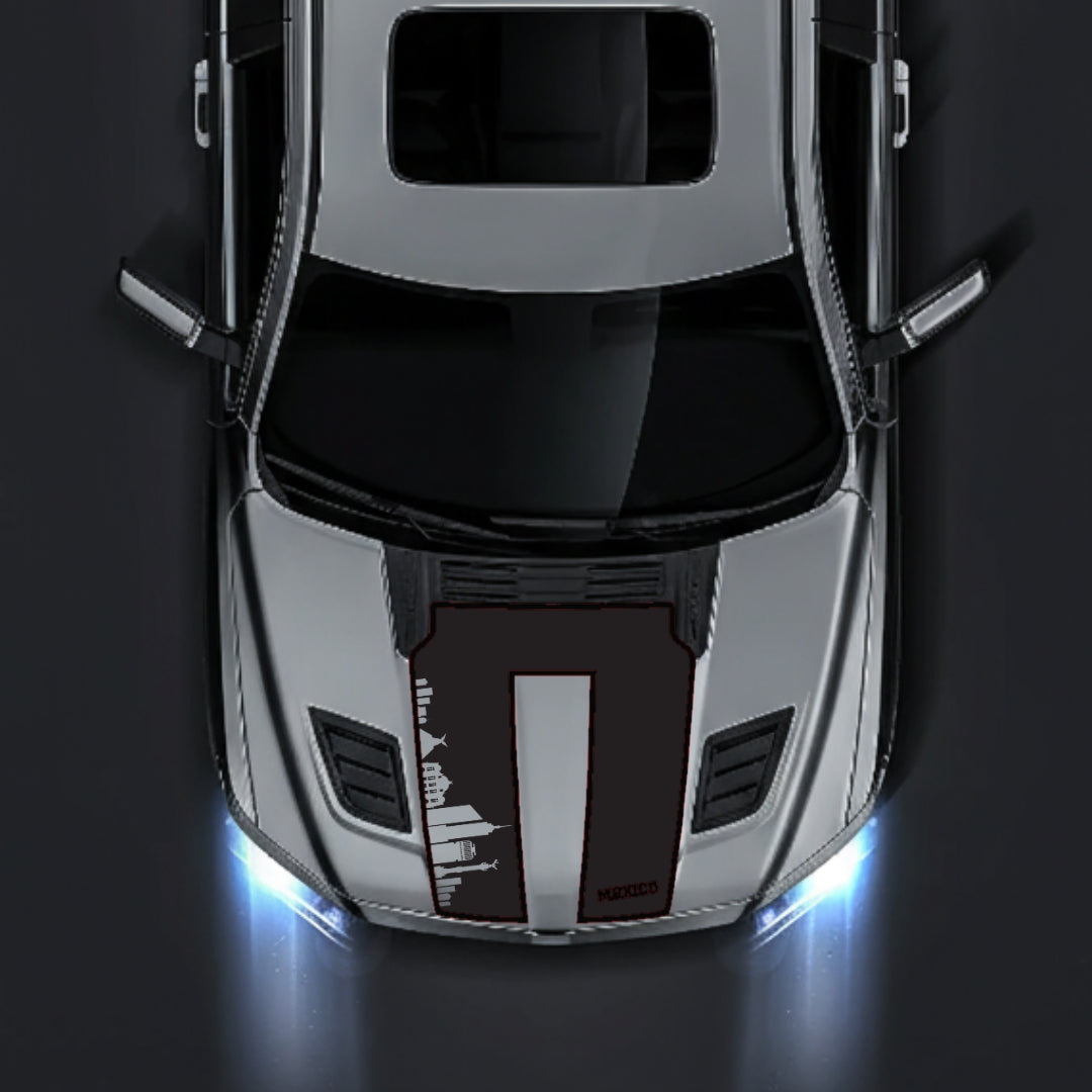 Hood Panel Decal/Sticker - Mexico Skyline - Cut - Border Graphic Kit - For Dodge RAM 1500 2019-2025 - Premium Vinyl