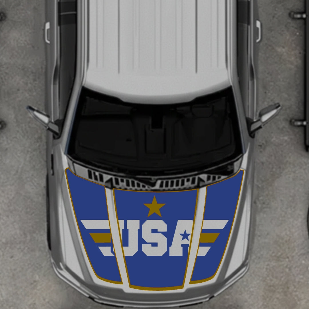 Hood Panel Decal/Sticker - USA Style 4 Graphic Kit - For Ford F-150 2020-2026 - Premium Vinyl