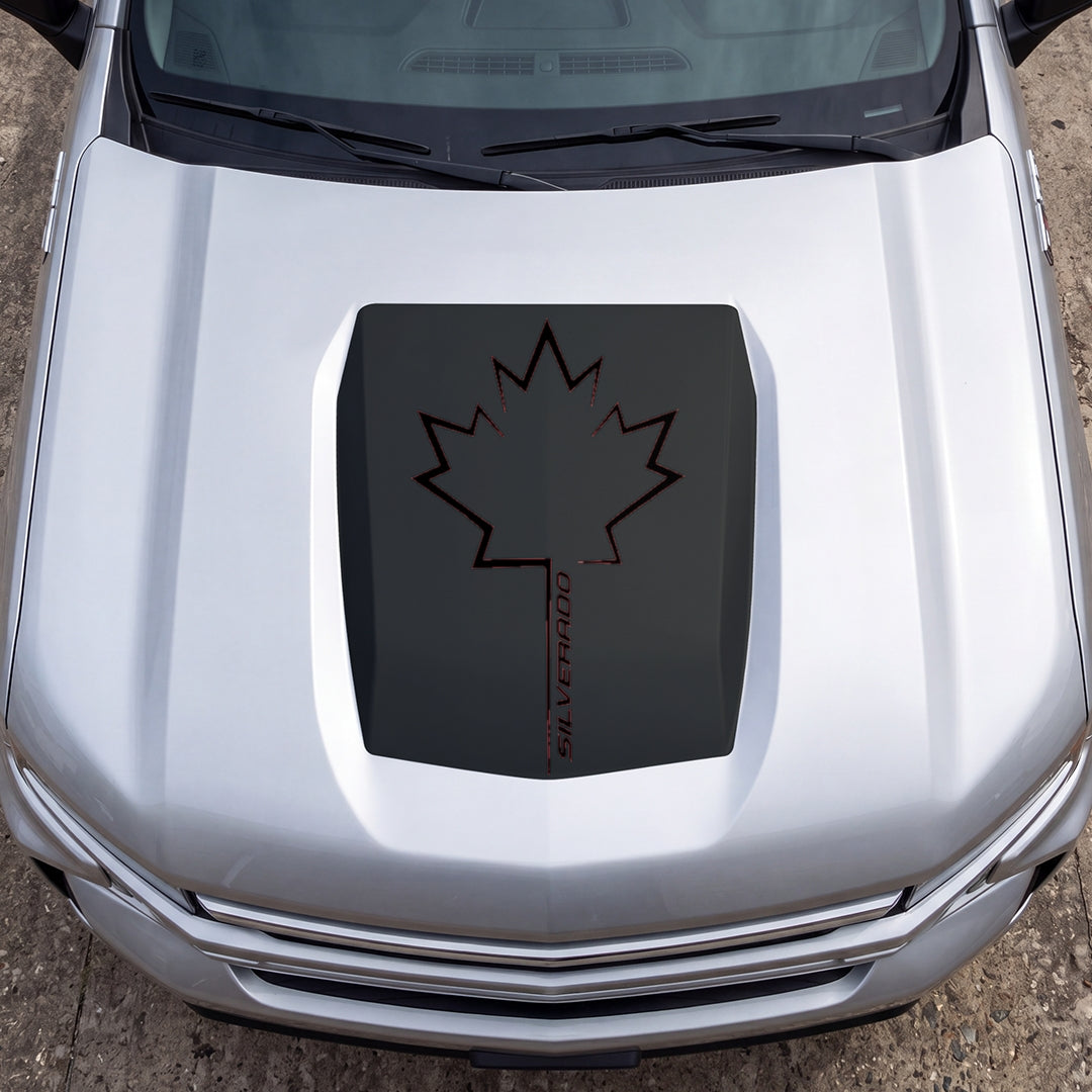 Hood Panel Decal/Sticker - Canada Maple Graphic Decal Graphic Kit - For Chevrolet Silverado 2019-2024 - Premium Vinyl