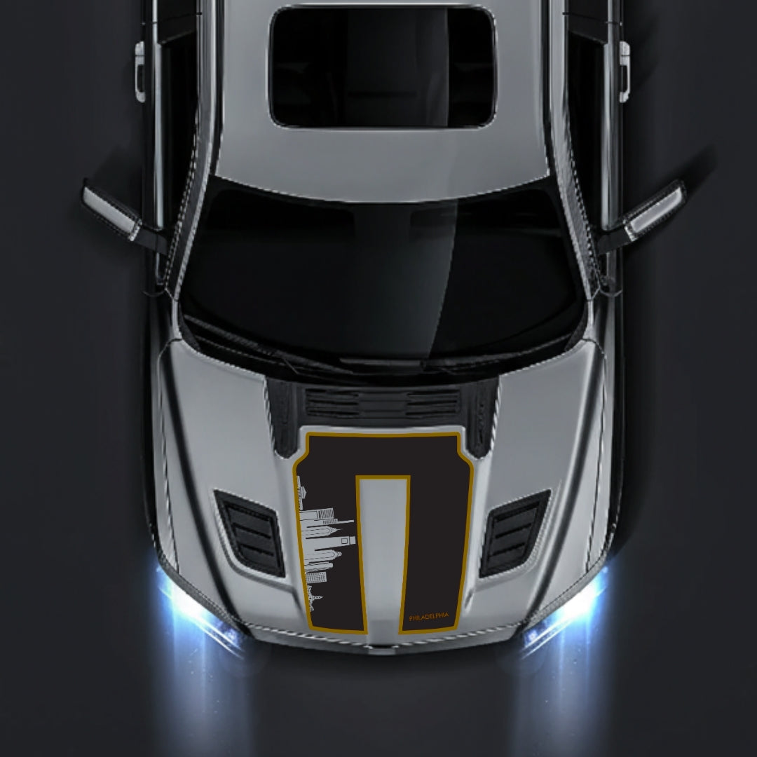 Performance Hood Panel Decal/Sticker - Philadelphia Skyline - Cut - Border Graphic Kit - For Dodge RAM 1500 2019-2025 - Premium Vinyl