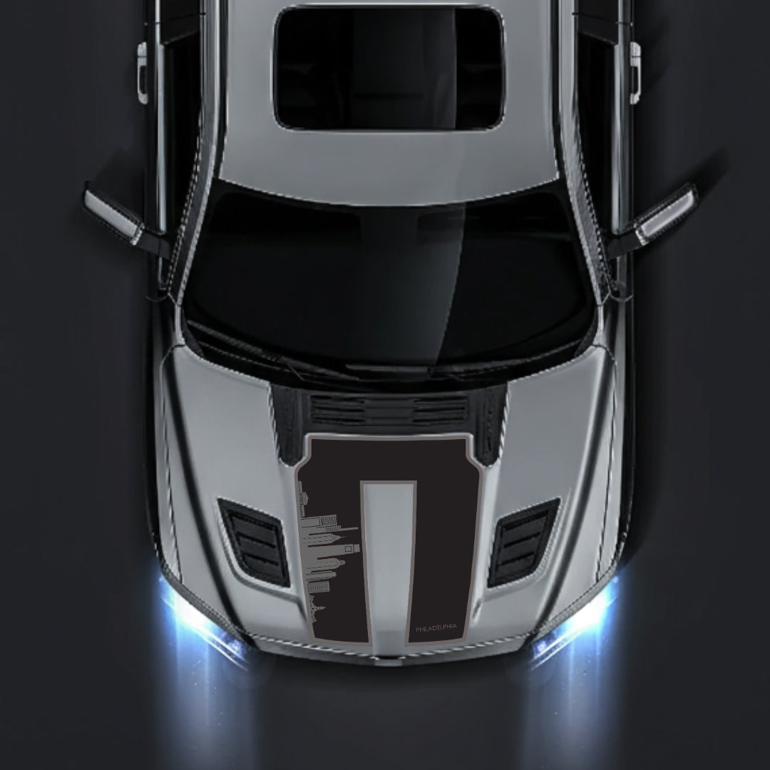 Performance Hood Panel Decal/Sticker - Philadelphia Skyline - Border Graphic Kit - For Dodge RAM 1500 2019-2025 - Premium Vinyl