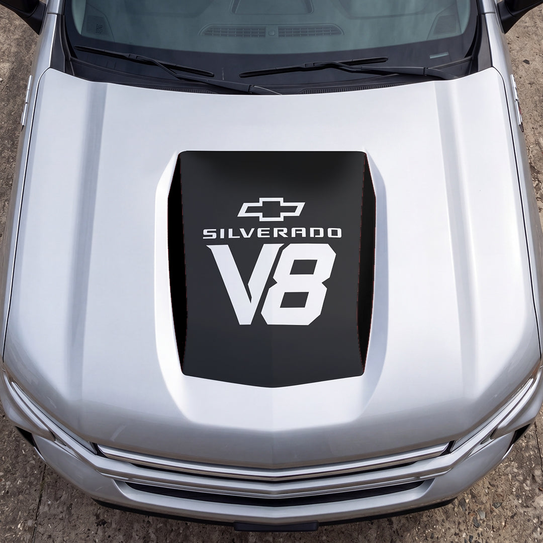 Hood Panel Decal/Sticker - V8 Graphic Decal Graphic Kit - For Chevrolet Silverado 2019-2024 - Premium Vinyl
