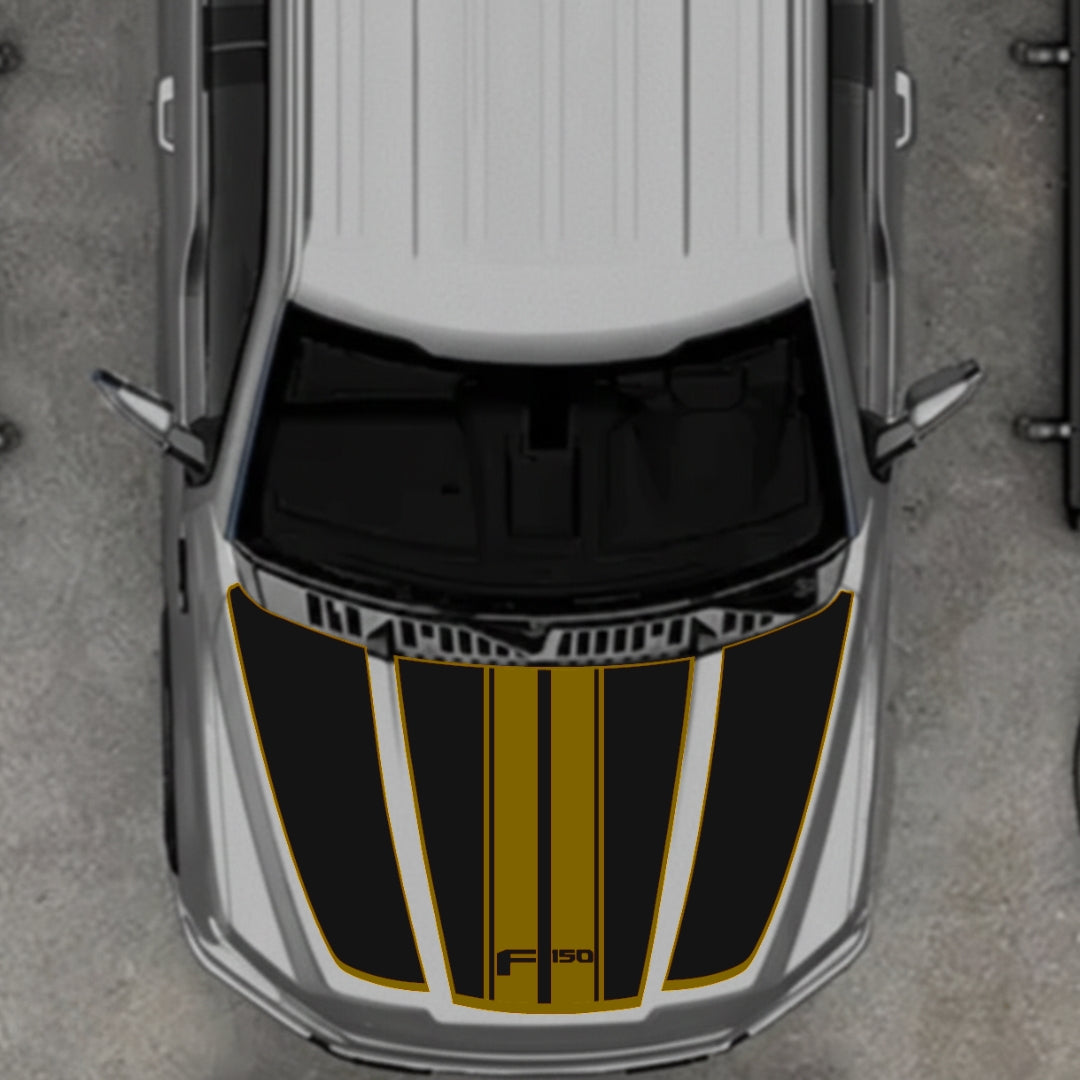 Hood Panel Decal/Sticker - Style 1 - Border Graphic Kit - For Ford F-150 2020-2026 - Premium Vinyl
