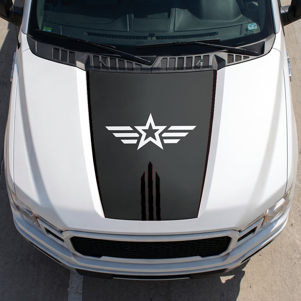 Hood Panel Decal/Sticker - Star Graphic Decal Graphic Kit - For Ford F-150 2015-2020 - Premium Vinyl