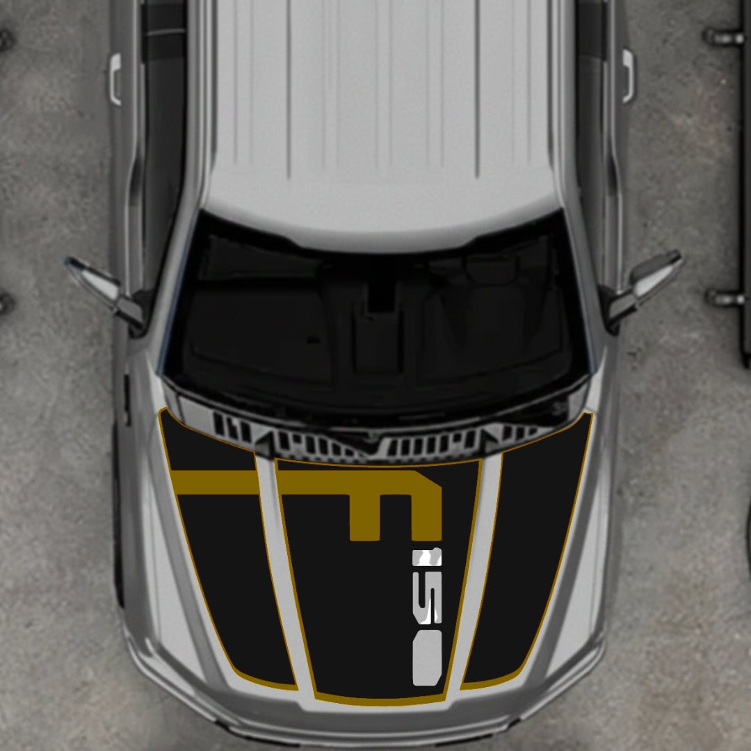 Hood Panel Decal/Sticker - Style 4 - Cut - Border Graphic Kit - For Ford F-150 2020-2026 - Premium Vinyl