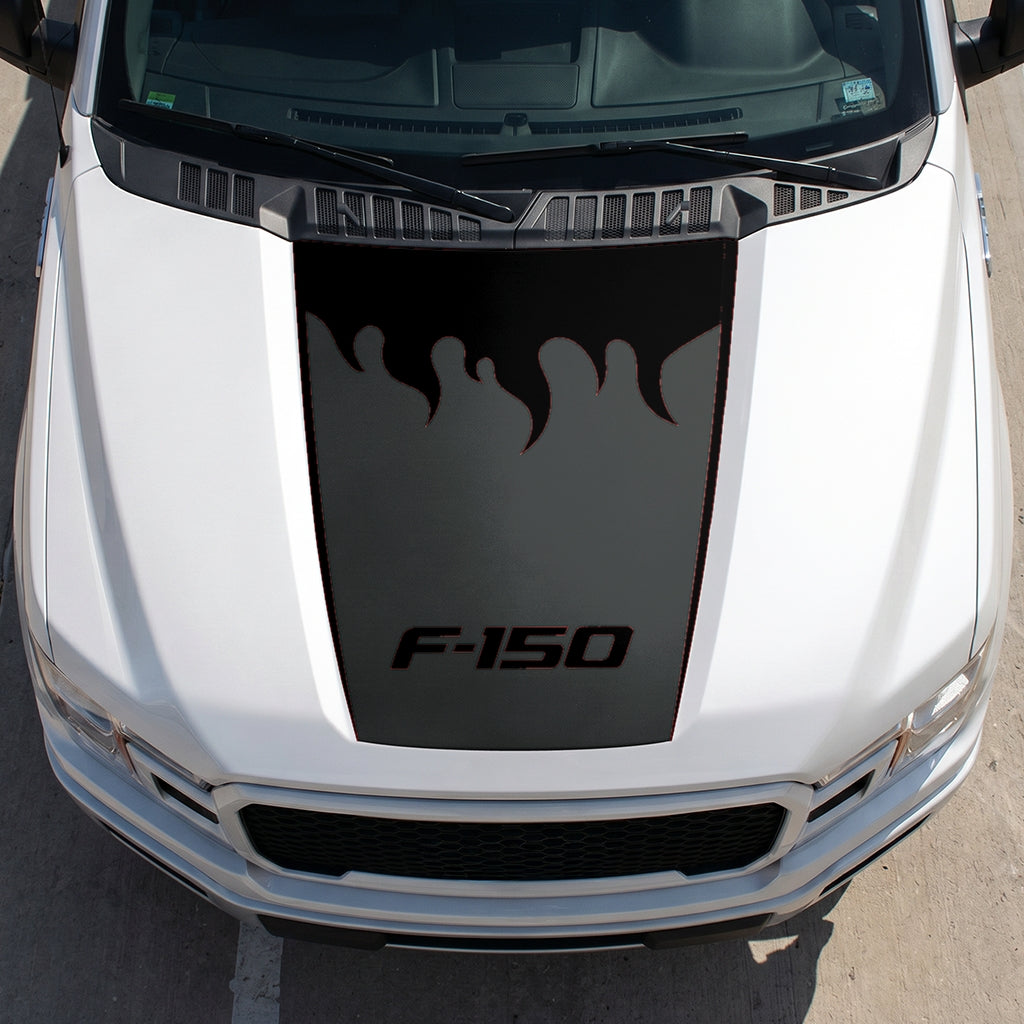 Hood Panel Decal/Sticker - Burning Flames Graphic Decal Graphic Kit - For Ford F-150 2015-2020 - Premium Vinyl