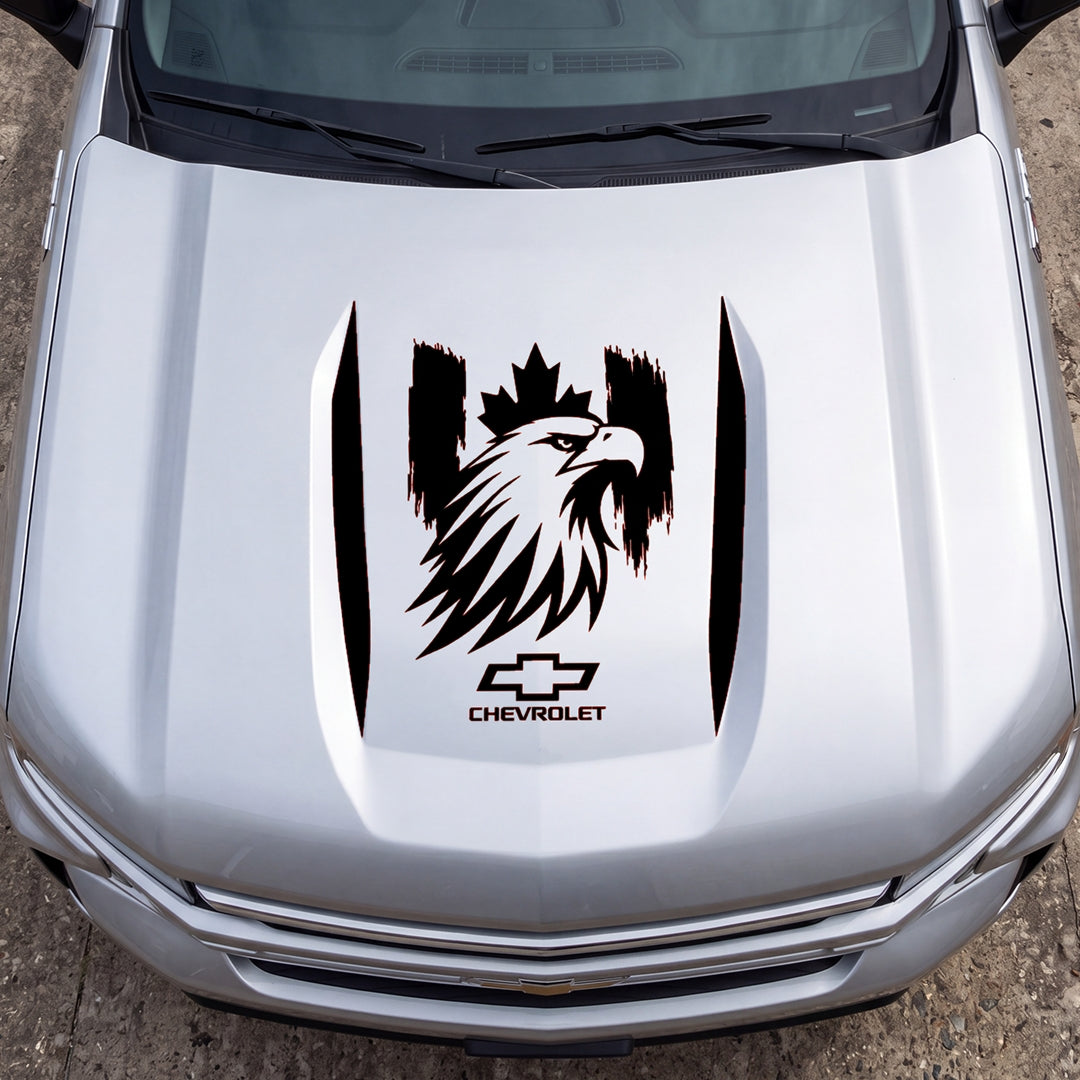 Hood Panel Decal/Sticker - Proud Canadaian Eagle Head Graphic Decal Graphic Kit - For Chevrolet Silverado 2019-2024 - Premium Vinyl