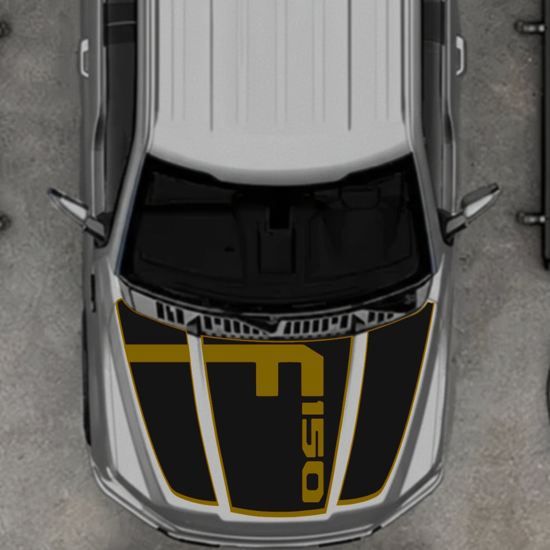 Hood Panel Decal/Sticker - Style 3 - Border Graphic Kit - For Ford F-150 2020-2026 - Premium Vinyl