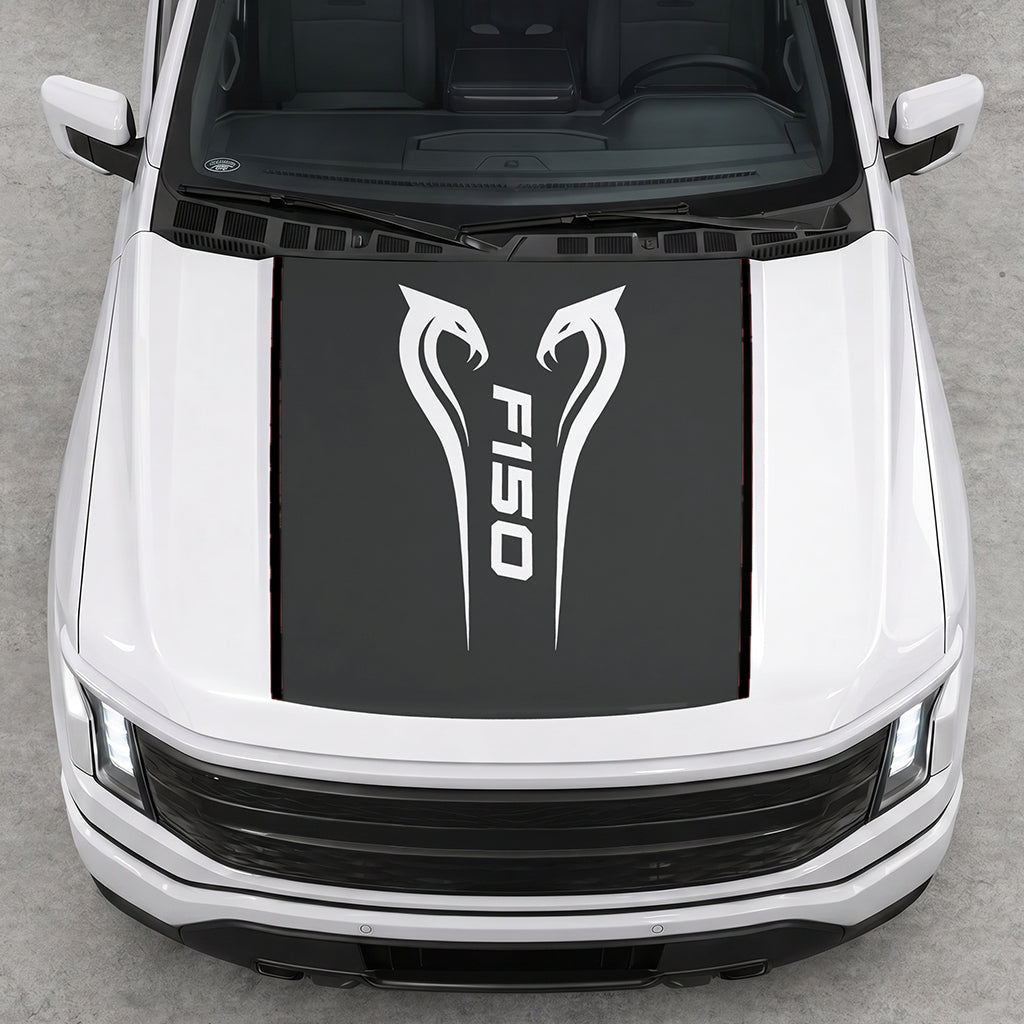 Hood Panel Decal/Sticker - Twin Cobra Graphic Decal Graphic Kit - For Ford F-150 2015-2020 - Premium Vinyl