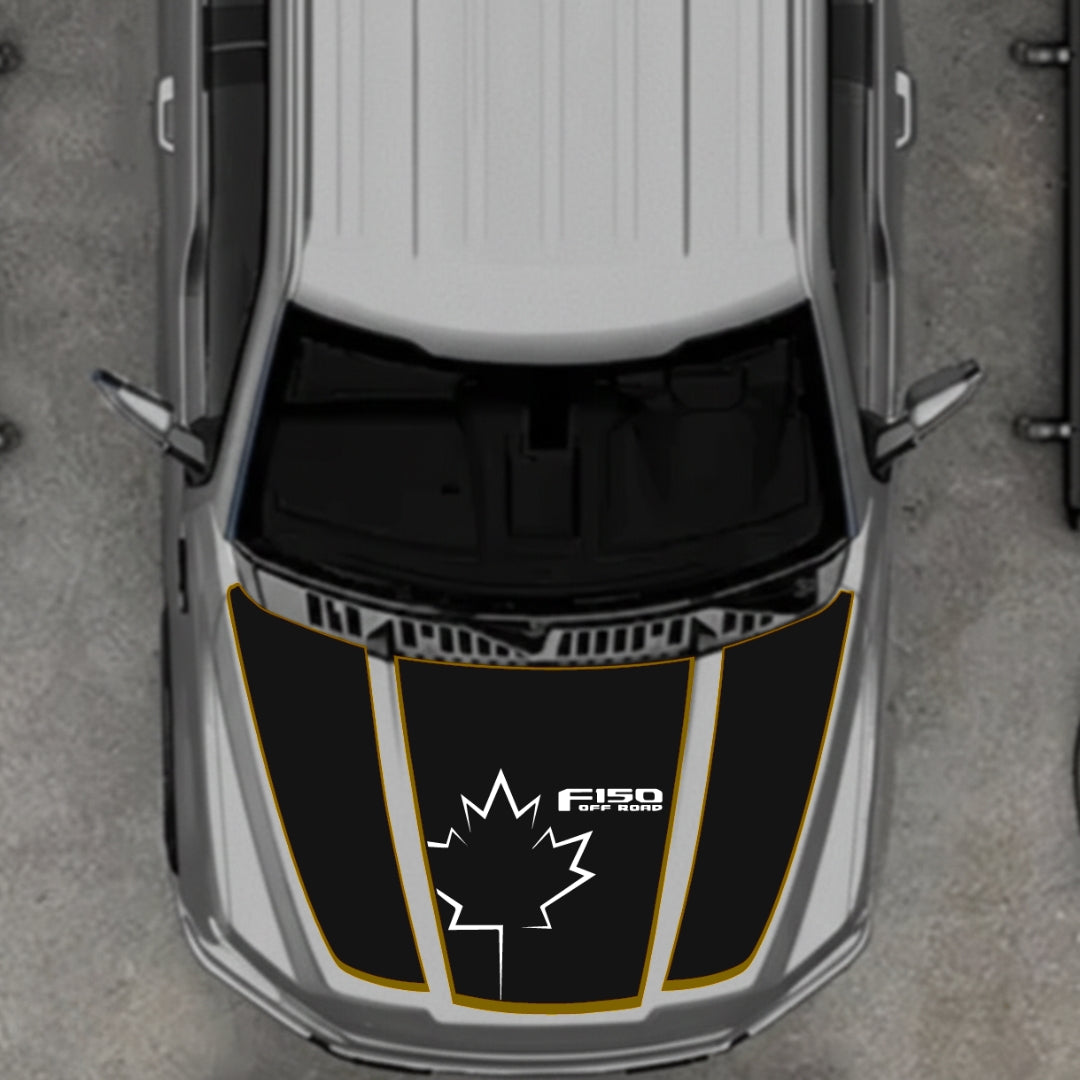 Hood Panel Decal/Sticker - Canada Style 2 - Cut - Border Graphic Kit - For Ford F-150 2020-2026 - Premium Vinyl