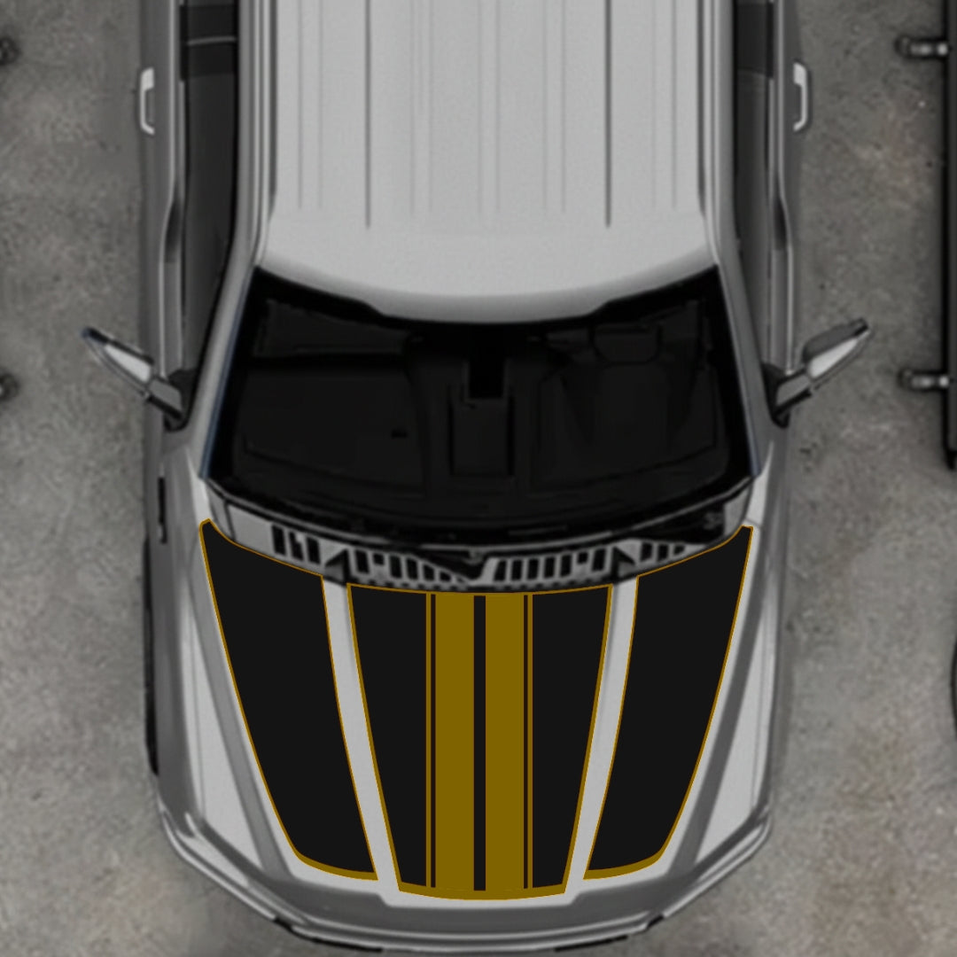 Hood Panel Decal/Sticker - Bars Style - Border Graphic Kit - For Ford F-150 2020-2026 - Premium Vinyl