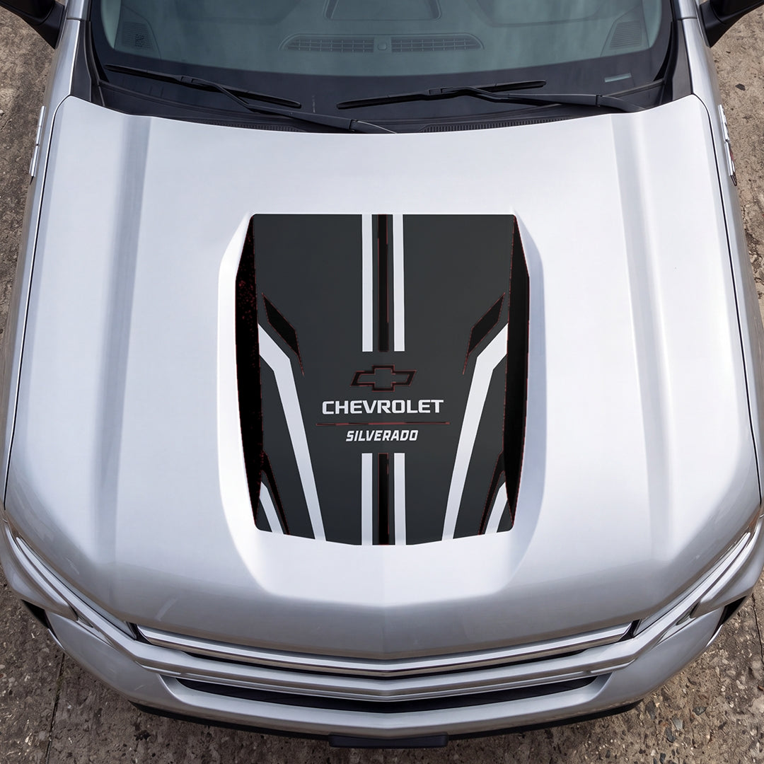 Hood Panel Decal/Sticker - Speed Graphic Decal Graphic Kit - For Chevrolet Silverado 2019-2024 - Premium Vinyl