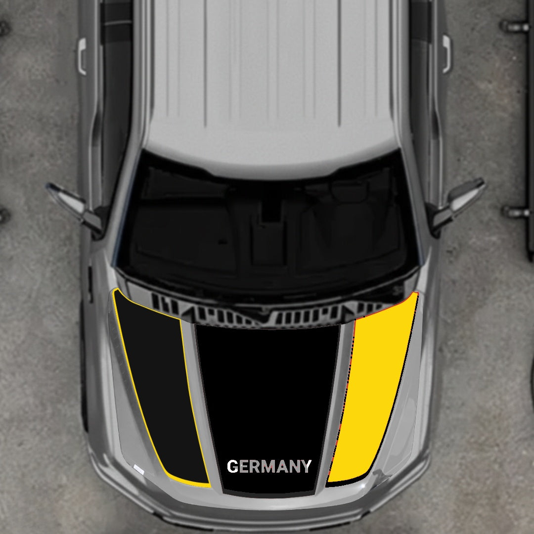 Hood Panel Decal/Sticker - Germany Flag Parts - Border Graphic Kit - For Ford F-150 2020-2026 - Premium Vinyl