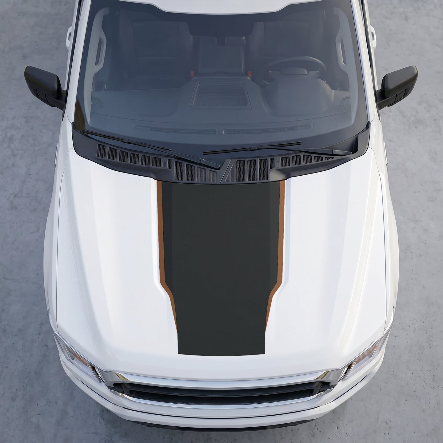 Hood Panel Decal/Sticker - Full Matte Black Hood with colored outlines Graphic Kit - For Ford F-150 F150 2015-2020 - Premium Vinyl