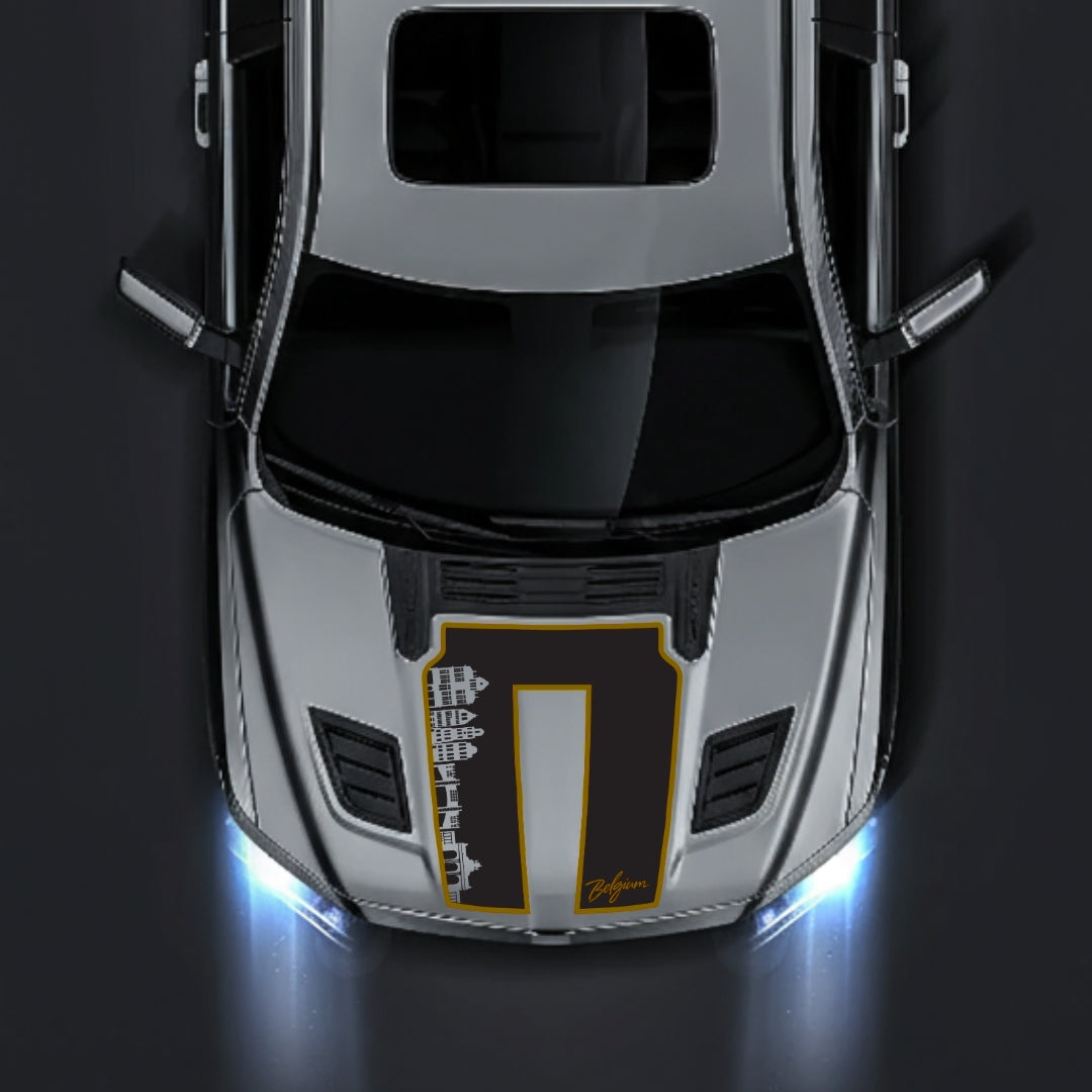 Performance Hood Panel Decal/Sticker - Belgium Skyline - Cut - Border Graphic Kit - For Dodge RAM 1500 2019-2025 - Premium Vinyl