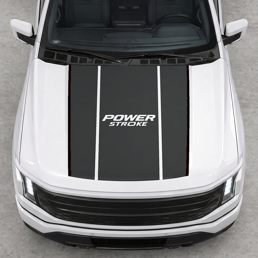 Hood Panel Decal/Sticker - Power Stroke Graphic Decal Graphic Kit - For Ford F-150 2015-2020 - Premium Vinyl