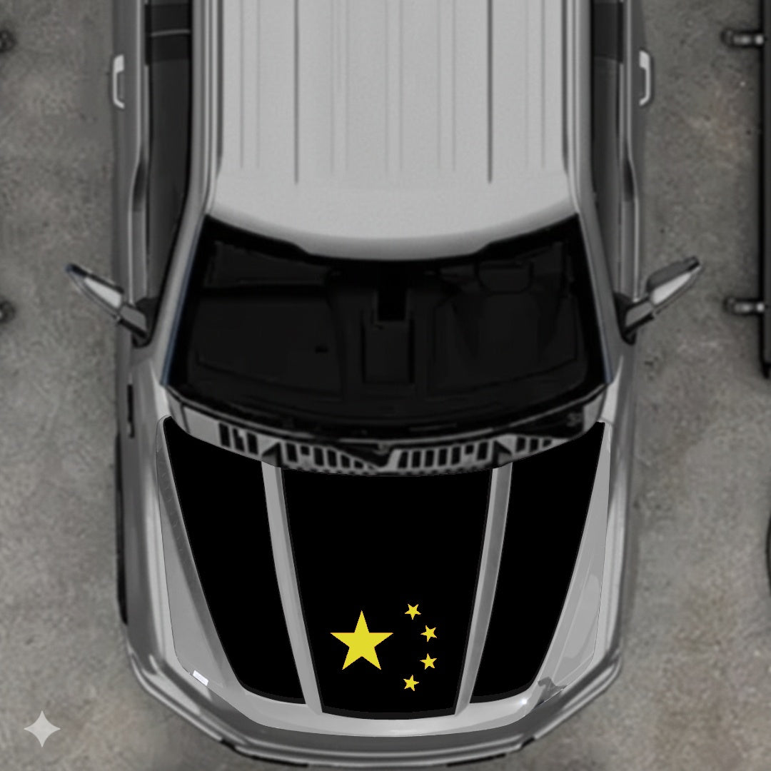 Hood Panel Decal/Sticker - China Flag - Border Graphic Kit - For Ford F-150 2020-2026 - Premium Vinyl