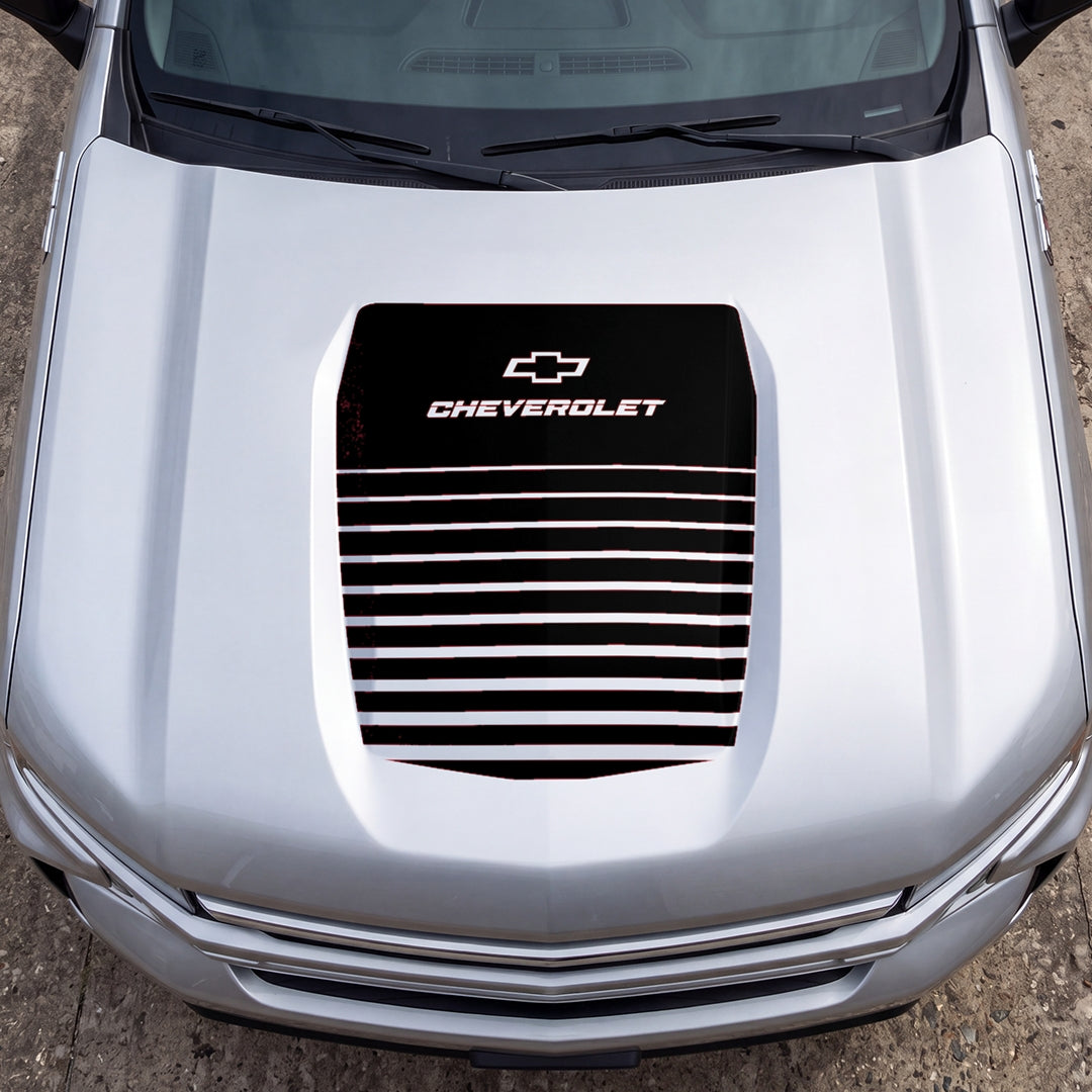 Hood Panel Decal/Sticker - Solid Wavy Graphic Decal Graphic Kit - For Chevrolet Silverado 2019-2024 - Premium Vinyl
