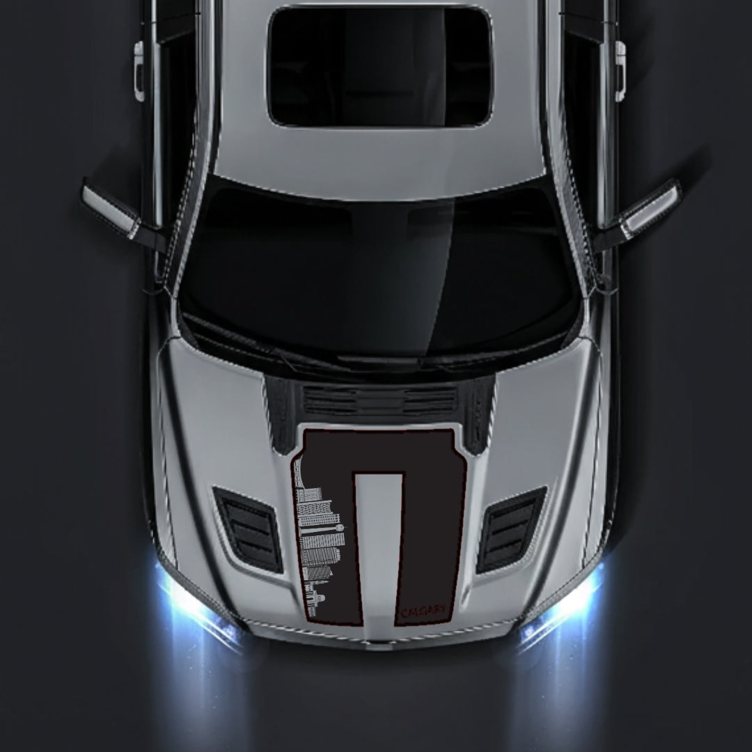Hood Panel Decal/Sticker - Calgary Skyline - Cut - Border Graphic Kit - For Dodge RAM 1500 2019-2025 - Premium Vinyl